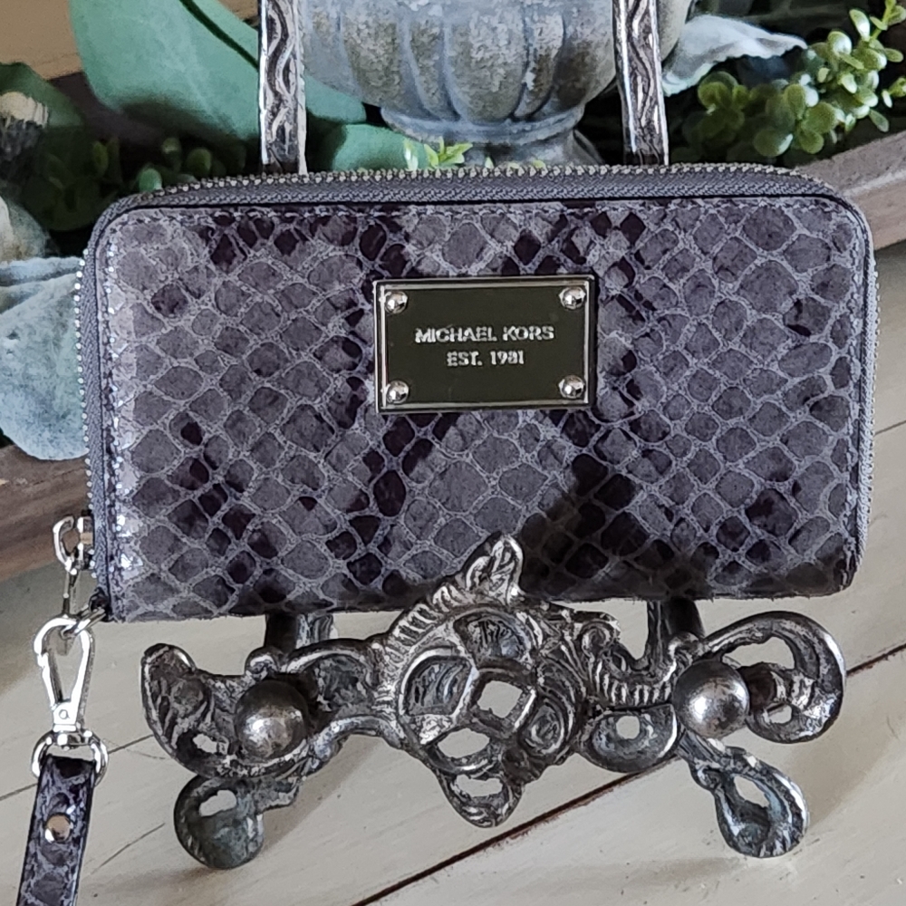 Michael Kors Gray Python Embossed Leather Wallet … - image 6